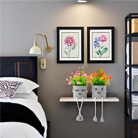 Set of 3 Fake Plants in Pots Artificial Flowers Small Potted Greenery Home Decor - Picture 6 of 7